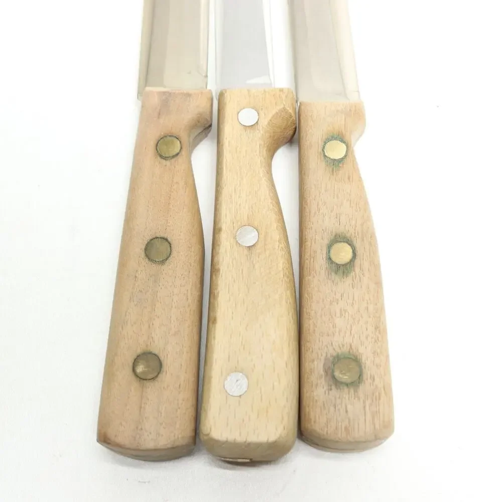 Vintage Knife Lot 2 Chicago 1 Eterna Stainless Steel Blade Wood Handle 3 Knives